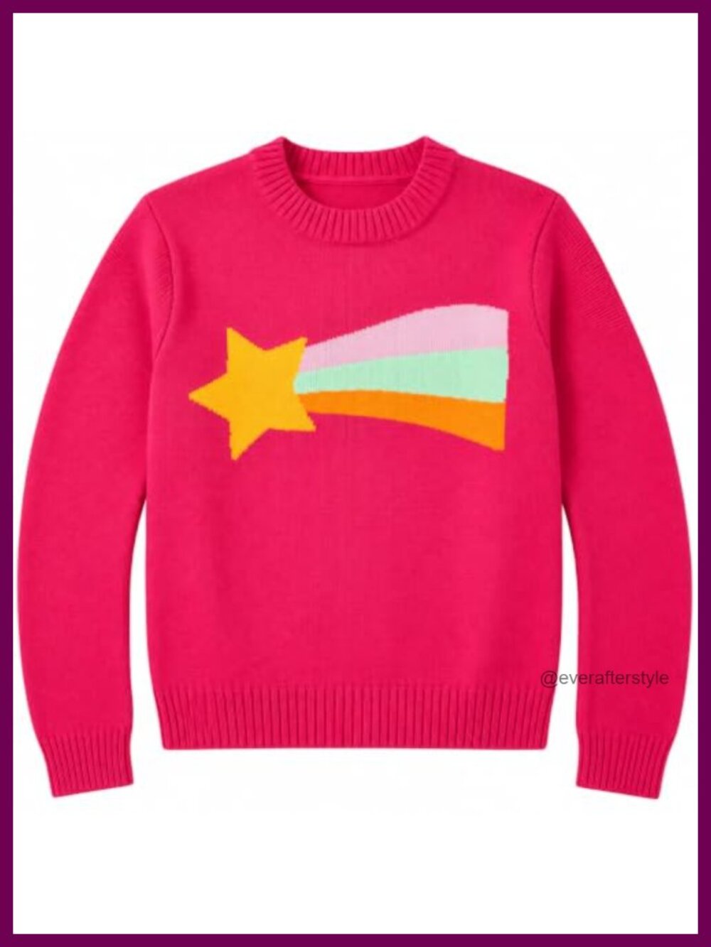 Crew Neck Rainbow Star Pullover Sweater Oversized Long Sleeve